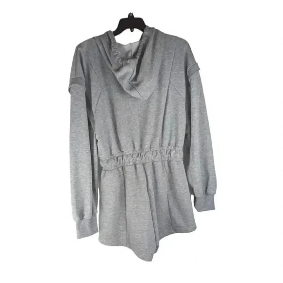 FOR LOVE LEMONS GRAY DRAWSTRING WAIST  ZIP HOODIE SWEAT Jumpsuit SIZE XL - Picture 5 of 9